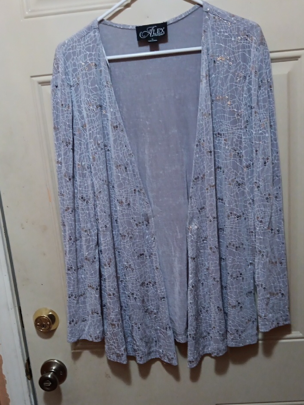 Alex Evenings Lavender Lace Open-Front Cardigan